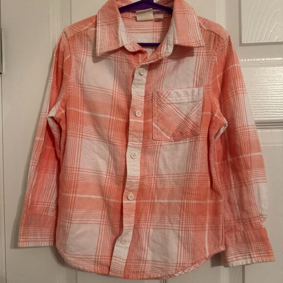 Outdoor Kids Other - Outdoor Kids Girls Flannel Shirt | Size S Plaid Button-Up Pink Orange Long Sleev